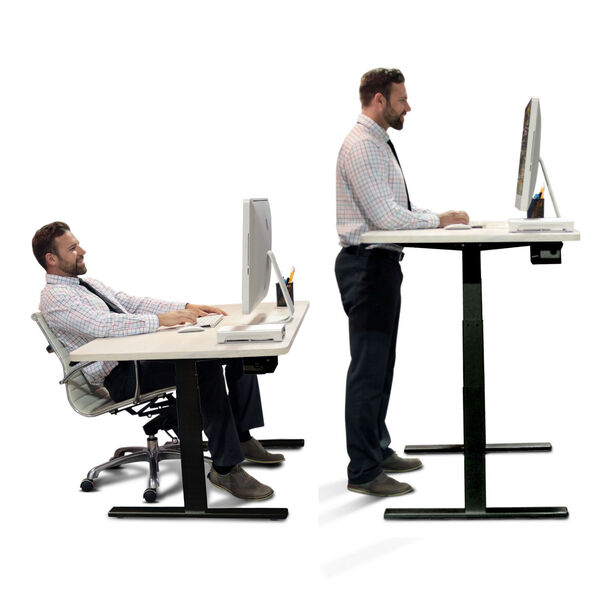 Autonomous Black Frame White Matte Top Premium Adjustable Height Sit to Stand Desk, image 5