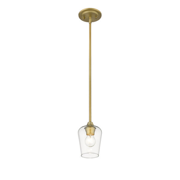 Joliet Olde Brass One-Light Mini Pendant with Transparent Glass, image 3
