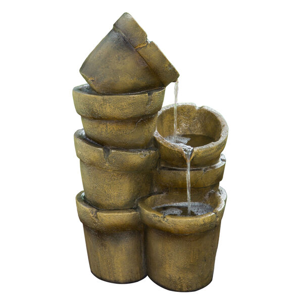 Multi- Outdoor Stacked Pots Waterfall Fountain, image 3