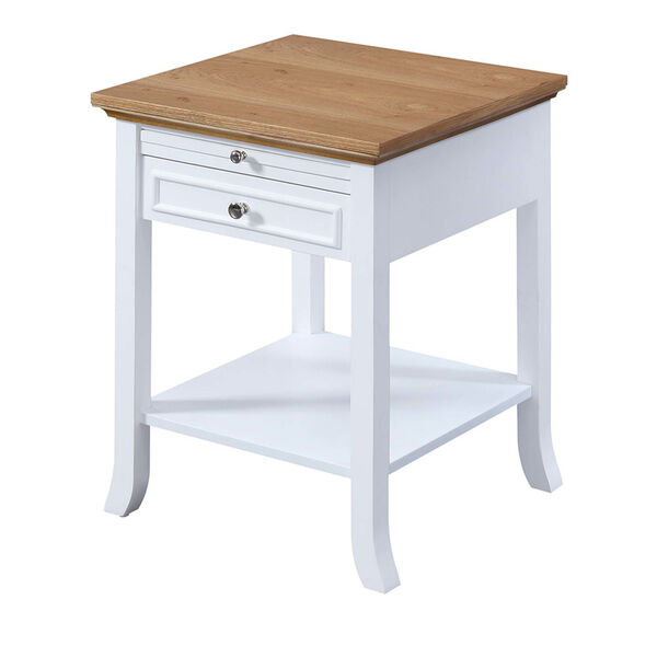 American Heritage Driftwood and White End Table with Drawer and Slide, image 3