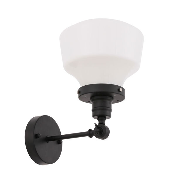 Lyle Black Eight-Inch One-Light Wall Sconce with Frosted White Glass, image 3
