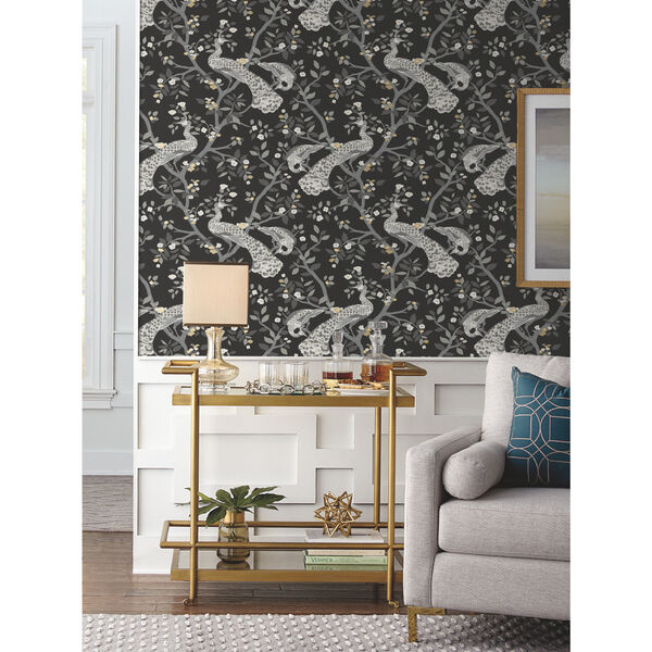 Black and Gold 27 In. x 27 Ft. Plume Wallpaper, image 3