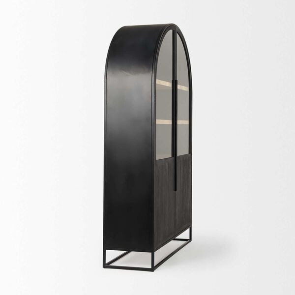 Sloan Black and Brown Metal Frame Arch Cabinet, image 5