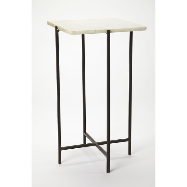 Nigella Square Marble and Metal Accent Table, image 2