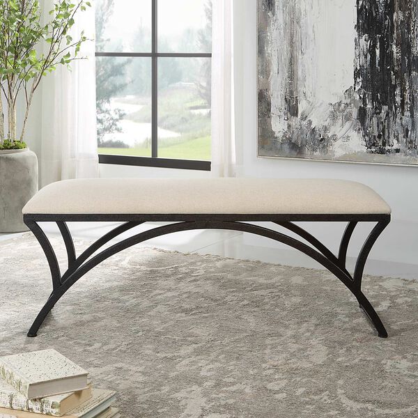 Whittier Black and Oatmeal Arch Accent Bench, image 2