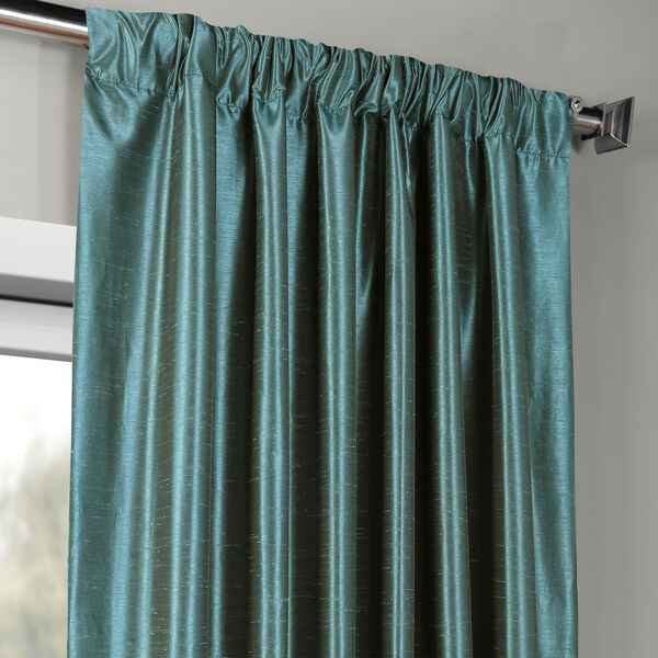 Peacock Vintage Textured Faux Dupioni Silk Single Panel Curtain 50 x 84, image 3