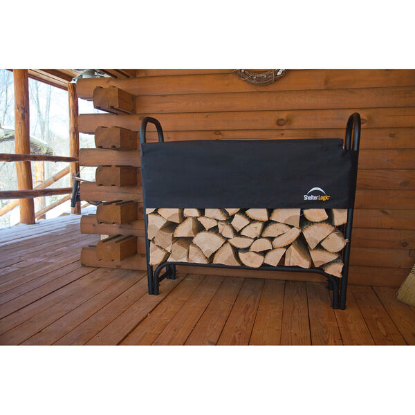 Black and Grey 4 Ft. Heavy Duty Firewood Rack with Cover, image 4