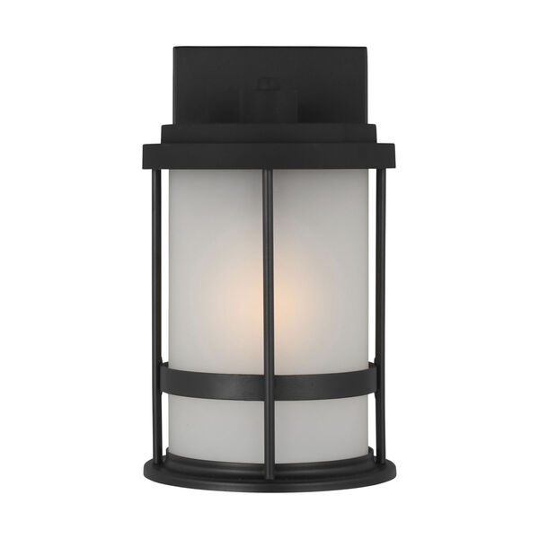 Wilburn Black Six-Inch One-Light Outdoor Wall Sconce with Satin Etched Shade, image 1