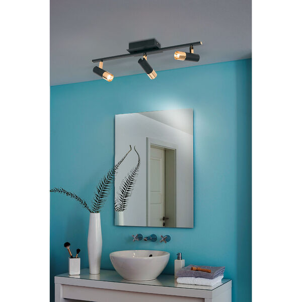 Tomares Black and Brass Three-Light LED Fixed Track Flush Mount with Adjustable Shade, image 4