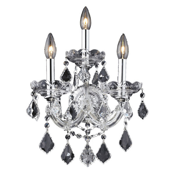Maria Theresa Chrome Three-Light 12-Inch Wall Sconce with Royal Cut Clear Crystal, image 1