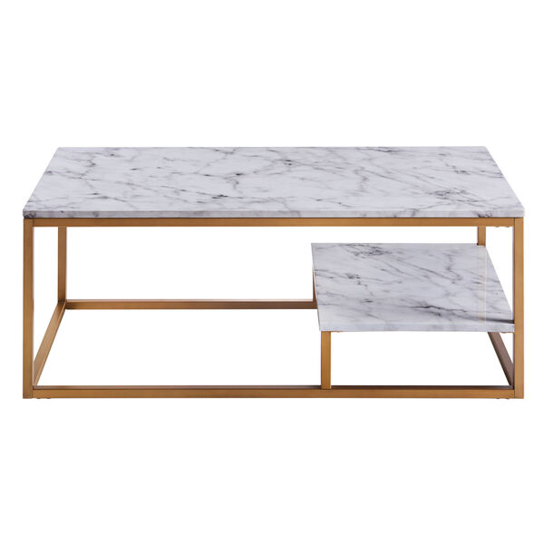Marmo Faux Marble and Brass Coffee Table, image 2
