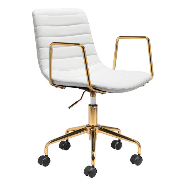 Eric White and Gold Office Chair, image 1