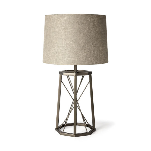Raen Bronze and Beige One-Light Octagonal Base Table Lamp, image 1