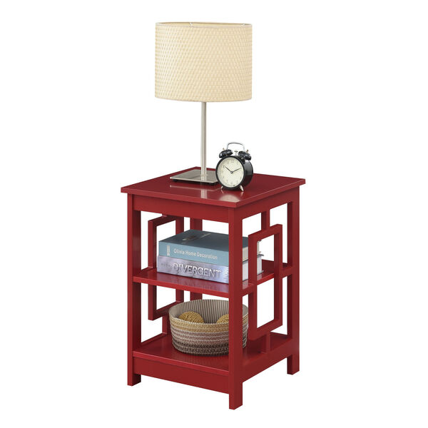 Town Square Cranberry Red End Table with Shelves, image 2