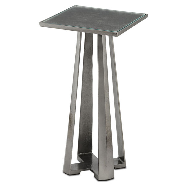 Lanzo Black Nickel and Clear Accent Table, image 1