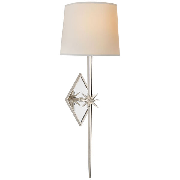 Etoile Large Tail Sconce in Polished Nickel with Natural Paper Shade by Ian K. Fowler, image 1