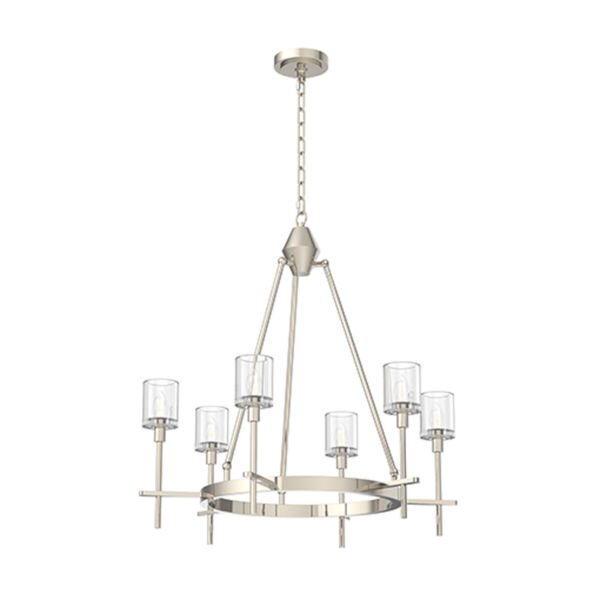 Salita Polished Nickel Six-Light Chandelier with Clear Crystal, image 1