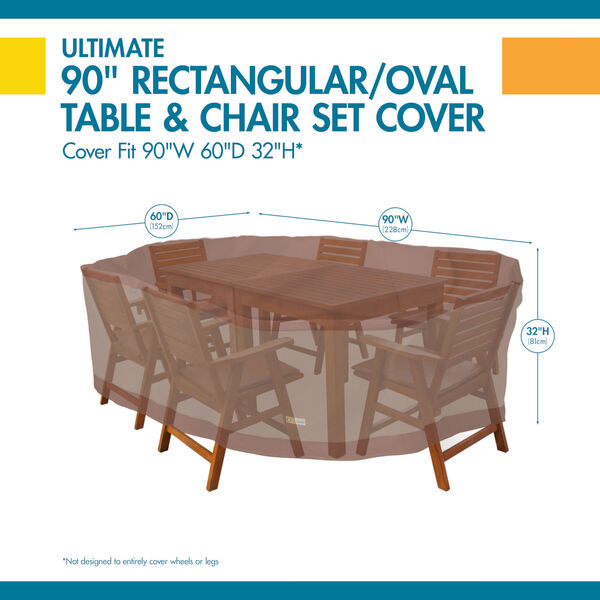 Ultimate Mocha Cappuccino 90-Inch Rectangular Oval Patio Table with Chairs Cover, image 2