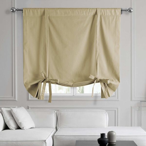 Shaker Beige Solid Cotton Tie-Up Window Shade Single Panel, image 1