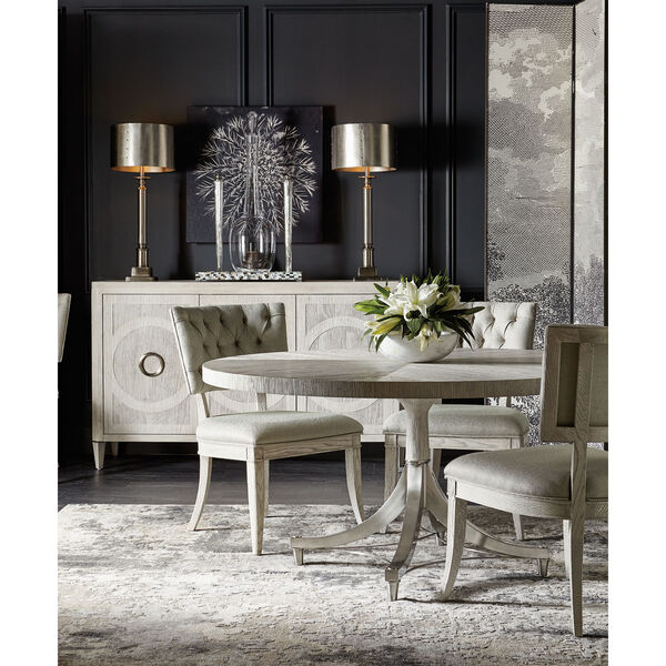 Domaine Blanc Dove White and Tarnished Nickel 60-Inch Dining Table, image 2