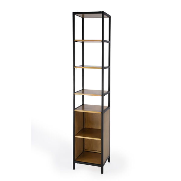 Hans Natural and Black Bookcase with Open Shelves, image 1