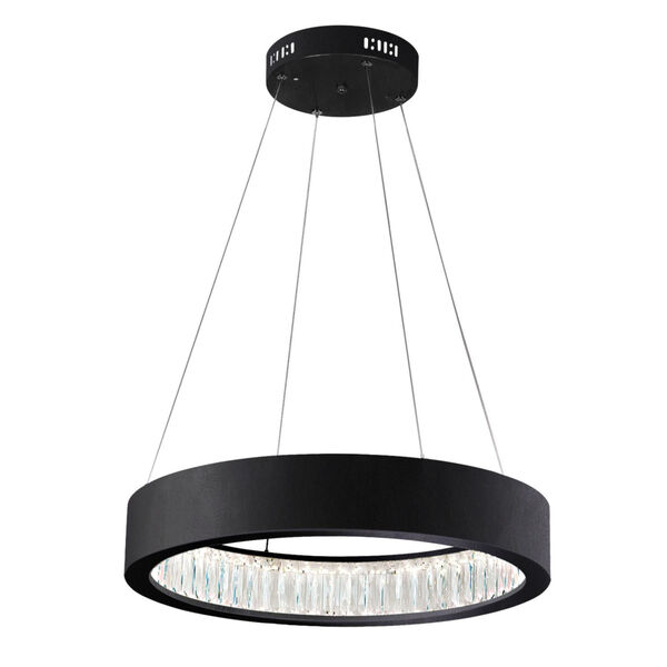 Rosalina Matte Black Integrated LED 20-Inch Chandelier with K9 Clear Crystal, image 1