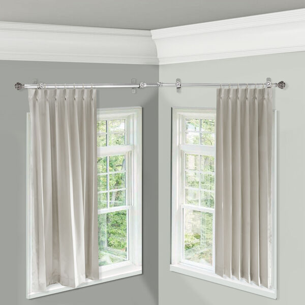Eleanor Satin Nickel 48-Inch Corner Window Single Curtain Rod, image 2