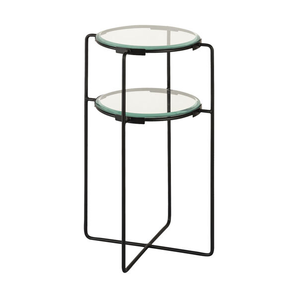 Oscar Matte Black Two-Tier Round Side Table, image 1