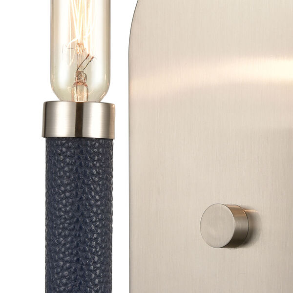 Avenue Satin Nickel and Navy Blue One-Light Wall Sconce, image 3