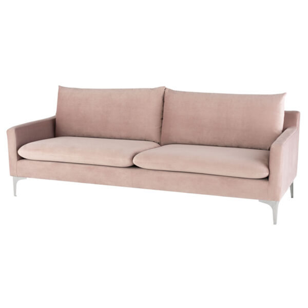 Anders Blush and Stainless Steel Sofa, image 1