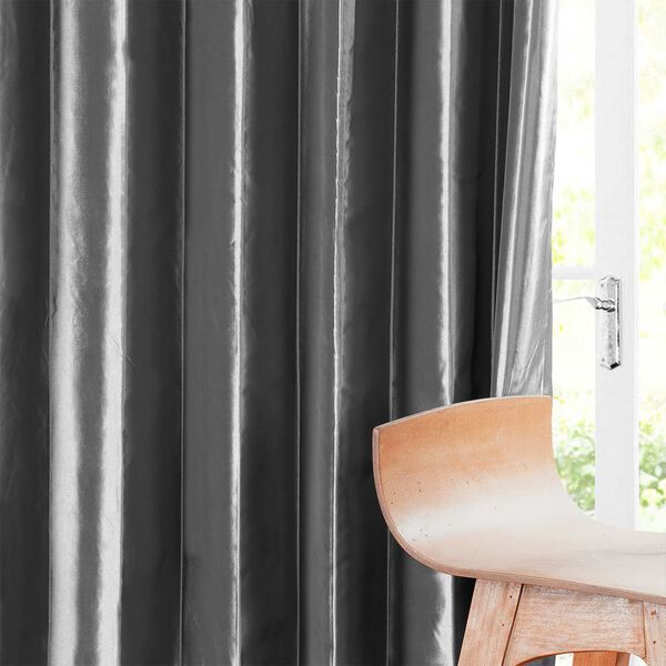 Graphite Faux Silk Taffeta Single Panel Curtain 50 x 120, image 7