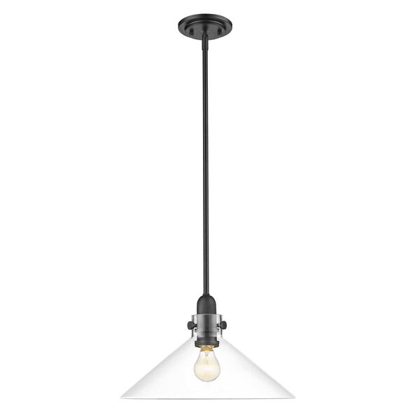 Dwyer Matte Black One-Light Pendant with Clear Glass, image 1