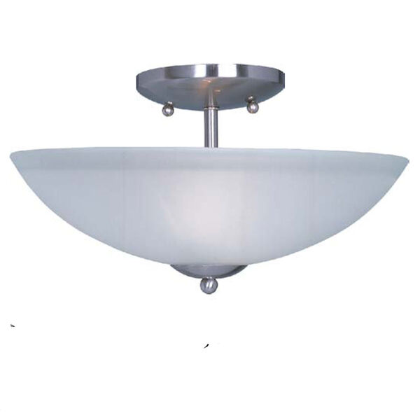 Logan Satin Nickel Two Light Semi-Flush Mount with Frosted Glass Shade, image 1