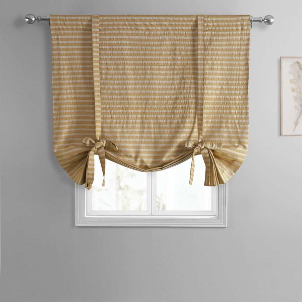 Beige And Gold Hand Weaved Cotton Tie Up Window Shade Single Panel, image 3