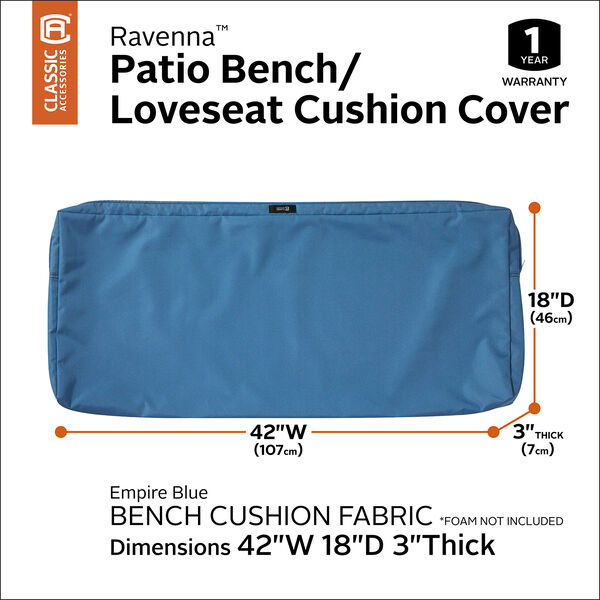 Maple Empire Blue 42 In. x 18 In. Patio Bench Settee Cushion Slip Cover, image 3
