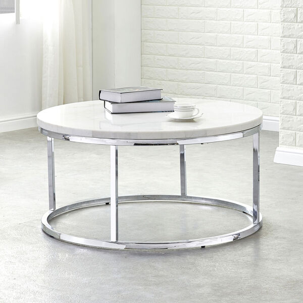 Echo White and Chrome Cocktail Table, image 1