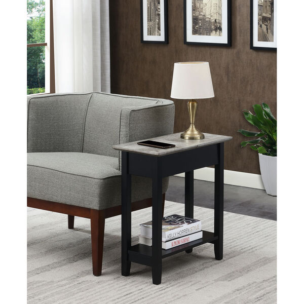 American Heritage Faux Birch and Black Flip Top End Table, image 2