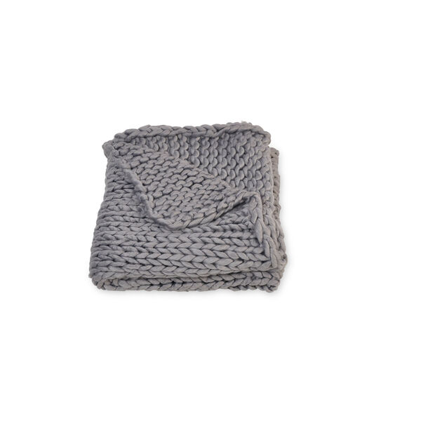 Ultra-Chunky Knit Acrylic Throw Blanket Gray - (Open Box), image 3