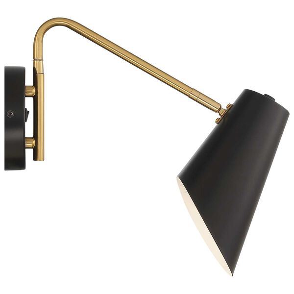 Eames Black Antique Brushed Brass LED Reading Light, image 5