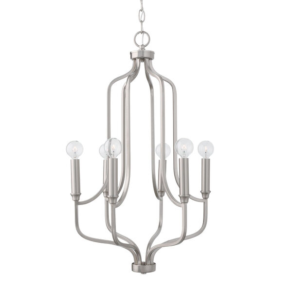 HomePlace Reeves Brushed Nickel Six-Light Chandelier, image 4