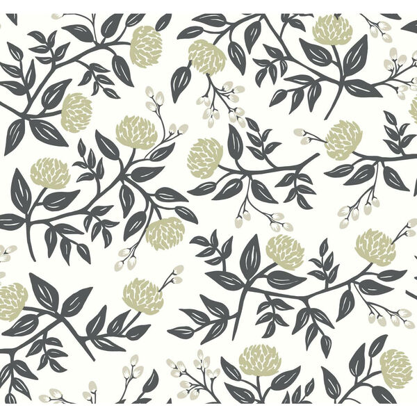 Rifle Paper Co. White and Black Peonies Wallpaper, image 2