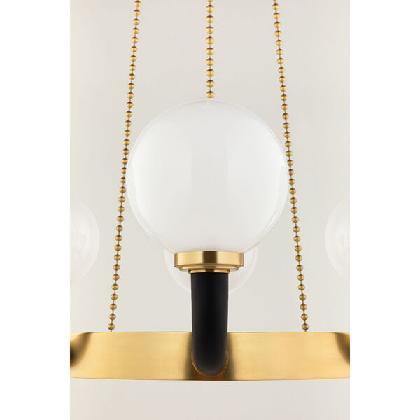 Werner Aged Brass and Black Eight-Light Pendant, image 2