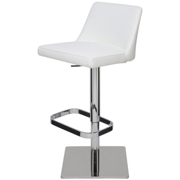 Rome White and Silver Adjustable Stool, image 1