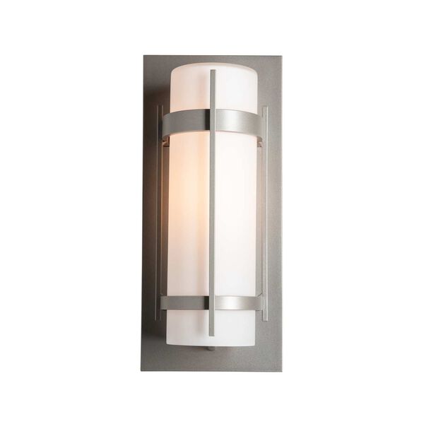 Banded Coastal Burnished Steel Seven-Inch One-Light Outdoor Sconce with Opal Glass, image 1