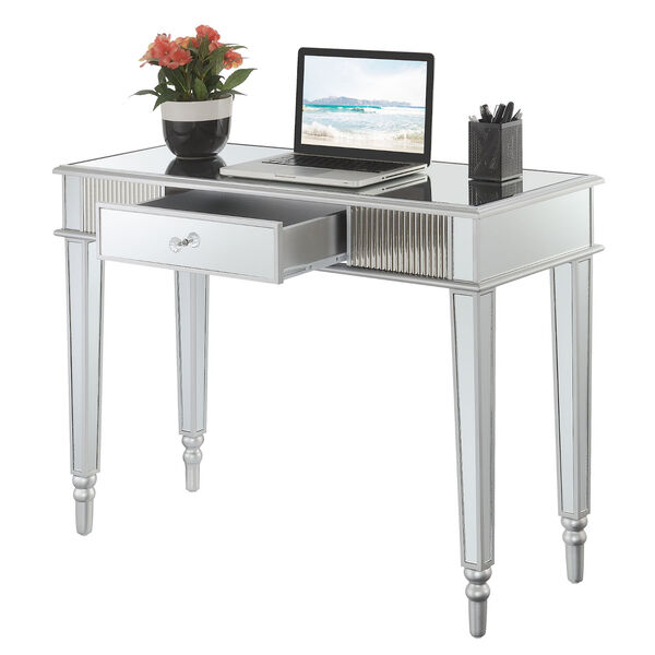 French Country Silver Mirrored Desk with One Drawer, image 6