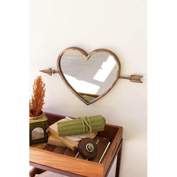Gold Antique Brass Heart Wall Mirror, image 1
