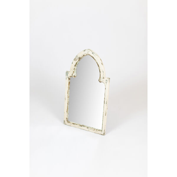 Distressed White Mirror with Gold Accent, image 2