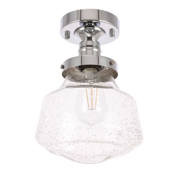Lyle Chrome Eight-Inch One-Light Flush Mount with Clear Seeded Glass, image 6