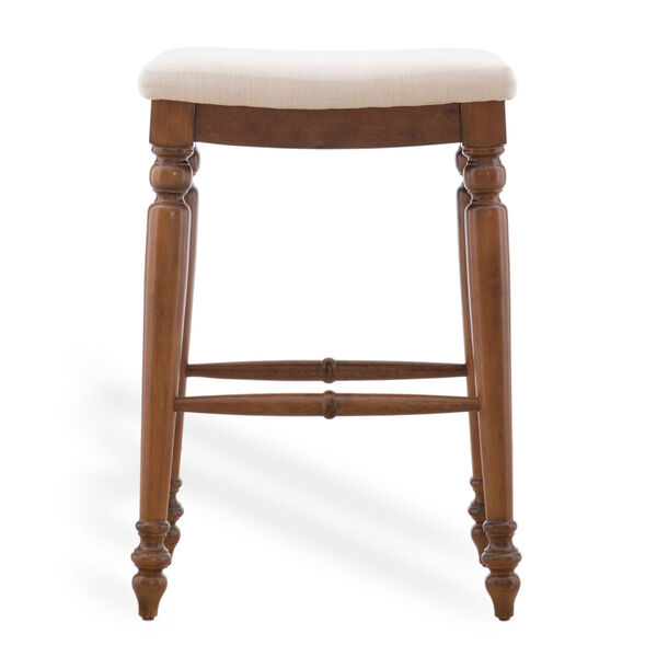 Lincoln Linen and Walnut Backless Bar Stool, image 3