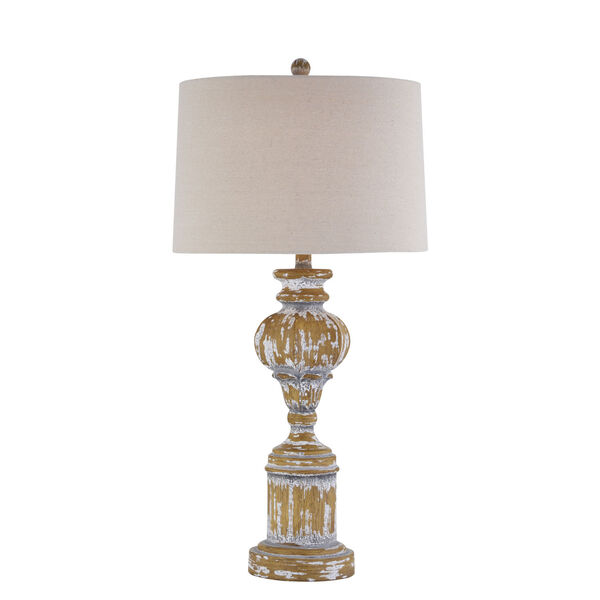 Russell Distressed Caramel with White and Grey Accents One-Light Table Lamp, image 1